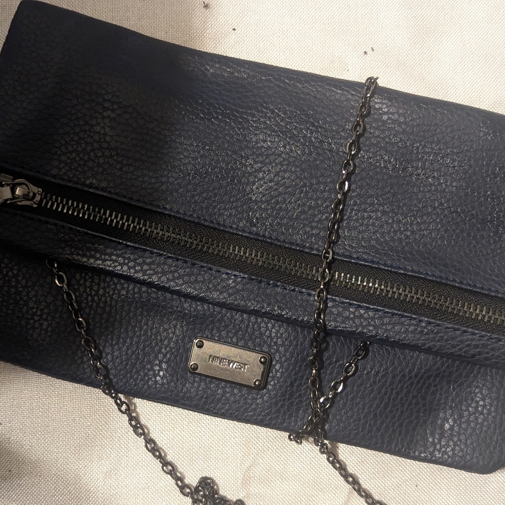 Nine West Navy Leather Crossbody Bag